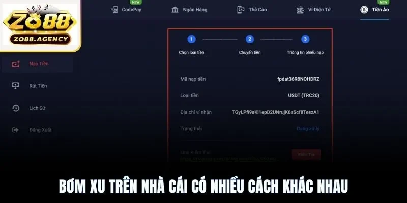Bơm xu trên nhà cái có nhiều cách khác nhau
